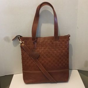 Handwoven Leather Everyday Purse in Cognac